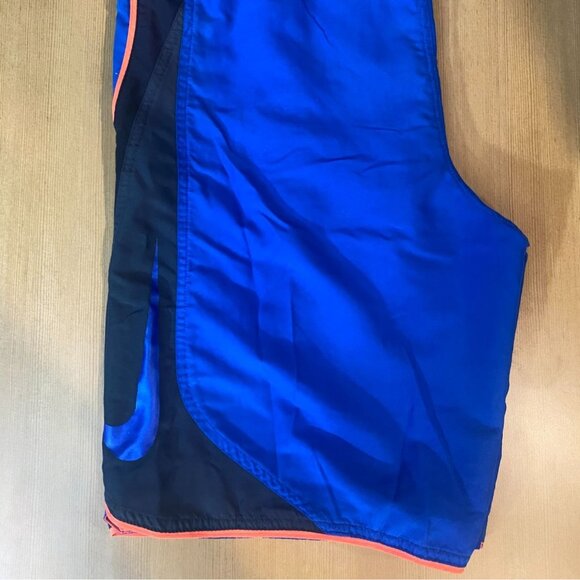 Nike Mens Shorts Medium Blue Athletic With Black and Orange Accents Drawstring - Picture 6 of 6